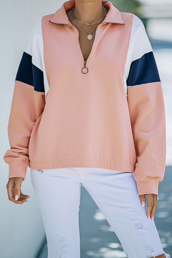 Color Block Quarter Zip Sweatshirt