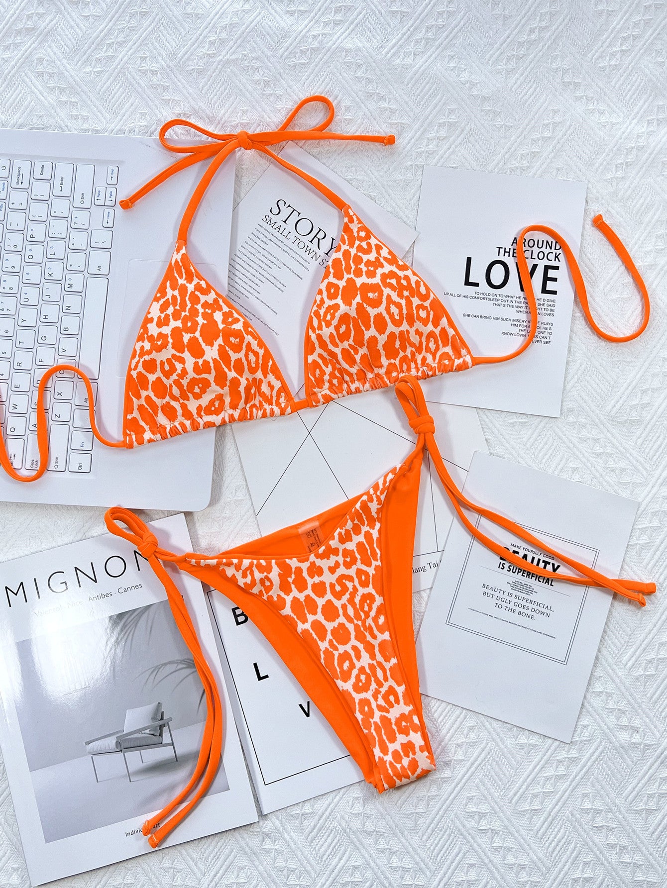 Leopard Print Halter Neck Tie Side Bikini Set – Choozigo