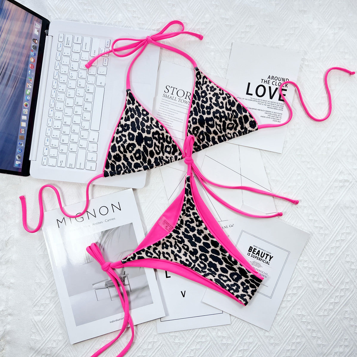 Leopard Print Halter Neck Tie Side Bikini Set – Choozigo