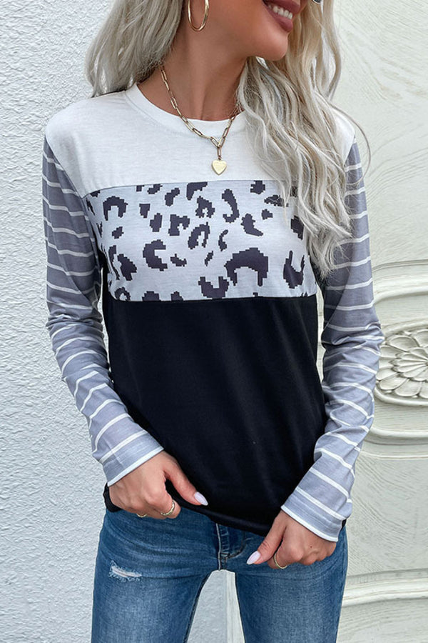 Mixed Print Round Neck Tee Shirt