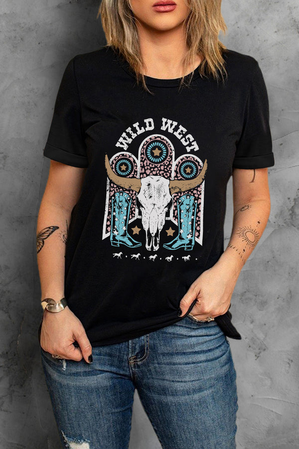 WILD WEST Graphic Short Sleeve Tee Shirt